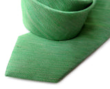 Green linen + silk blend woven necktie.