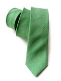 Green linen + silk blend woven necktie.