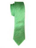 Green linen + silk blend woven necktie.