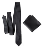 Gunmetal grey solid color necktie & pocket square. Woven tie, by Cyberoptix