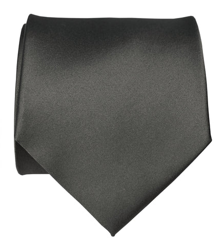 Gunmetal Necktie. Solid Color Dark Grey Satin Finish Tie, No Print