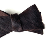 Black-Brown Acid Washed, Hair-On Hide Leather Bow Tie