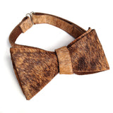 Black and Brown Brindle Hair-On Hide Leather Bow Tie