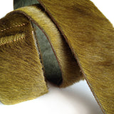 Dark Chartreuse Hair-On Hide Leather Necktie