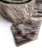 Salt and Pepper Brindle Hair-On Hide Leather Necktie