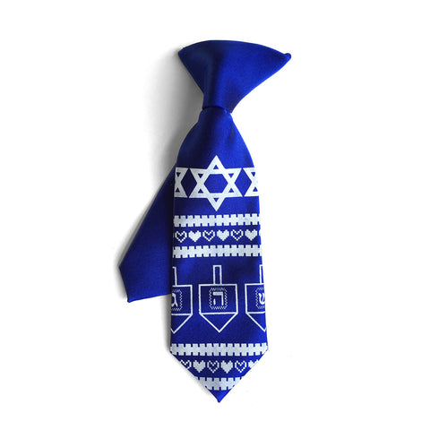 Hanukkah Sweater kids tie. Boys clip-on necktie