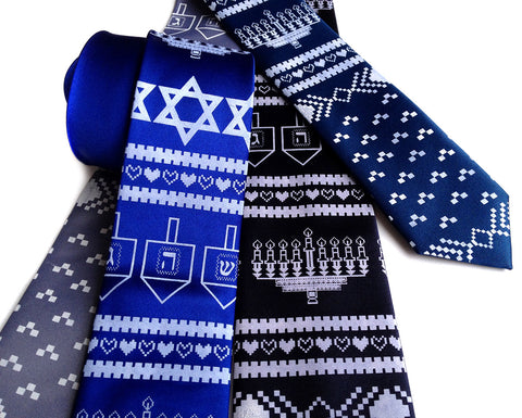 Hanukkah Necktie. Ugly Hanukkah Sweater tie