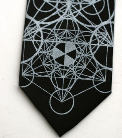 Sacred Geometry Silk Necktie. Metatron's Cube Tie.