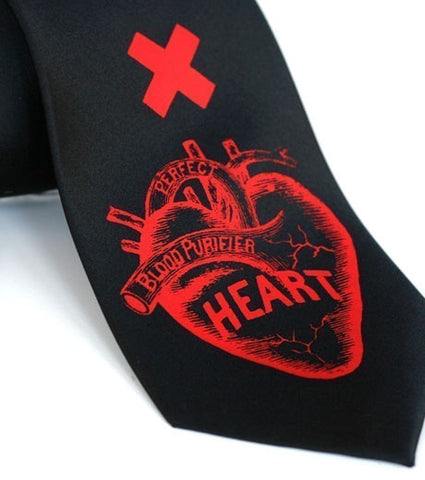 Anatomical Heart Silk Necktie. "Heart Attack" tie