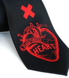 Anatomical Heart Necktie. Red on black