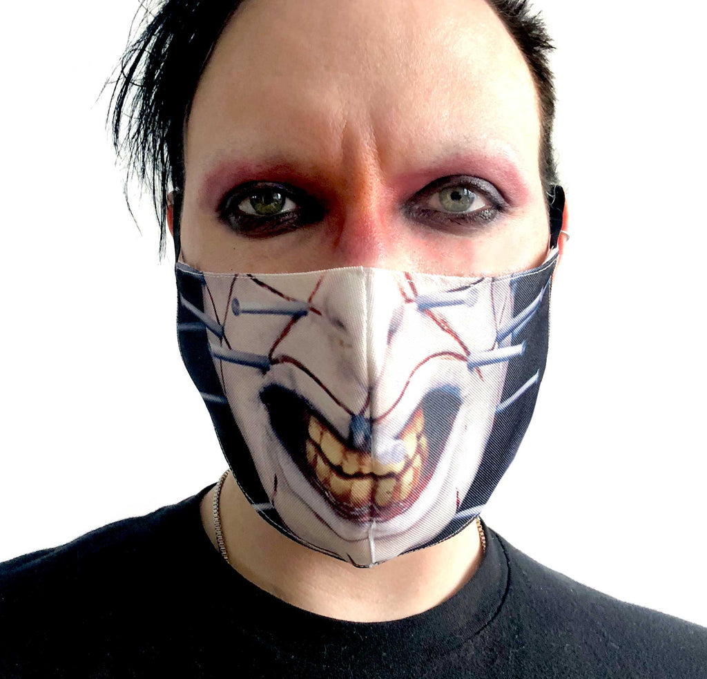 Pinhead Mask, Hellraiser Inspired Cloth Face Cover. Cenobite Mask