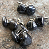 Hematite Cufflinks, tumbled stone cuff links