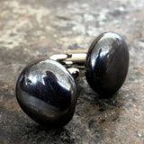 Hematite Cufflinks, tumbled stone cuff links