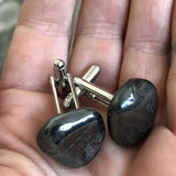 Hematite Cufflinks, tumbled stone cuff links