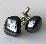 Hematite Cufflinks, tumbled stone cuff links