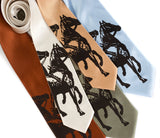 Horse necktie. Espresso brown print.