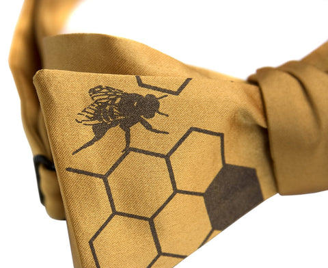 Honeybee Bow Tie. "Oh Honey!" Bee Hive print.