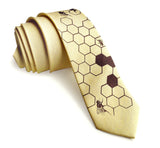 Pale Yellow Honey Bee Linen Necktie. Honeycomb Print Tie, by Cyberoptix