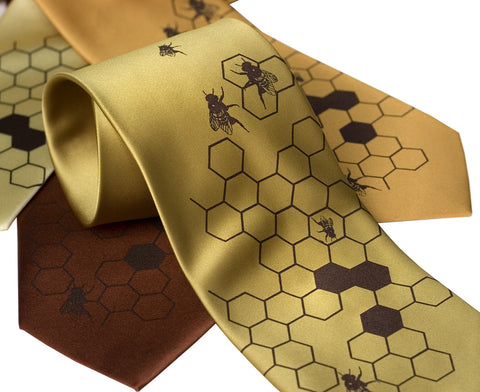 Honey Bee Necktie. Bee Hive "Oh Honey" honeycomb tie