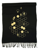 Black and gold Bee Hive pashmina scarf