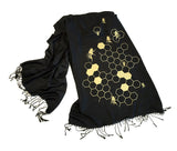 Oh Honey Black and gold Bee Hive scarf