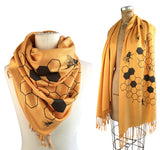Honey Bee scarf, mustard yellow