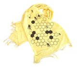 Honey Bee Scarf. Beehive linen-weave Pashmina