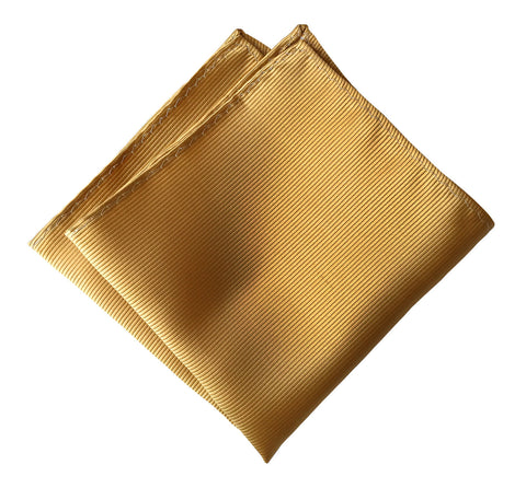 Honey Gold Pocket Square. Solid Color Fine-Stripe, No Print