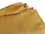 Mustard yellow men's pocket square, by Cyberoptix. Fine woven stripe texture