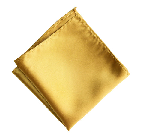 Honey Gold Pocket Square. Yellow Solid Color Satin Finish, No Print