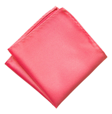 Honeysuckle Pink Pocket Square. Medium Pink Solid Color Satin Finish, No Print