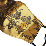 Hops & Wheat Face Mask, adjustable botanical print fashion fabric face cover