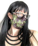 Hops & Wheat Face Mask, adjustable botanical print fashion fabric face cover