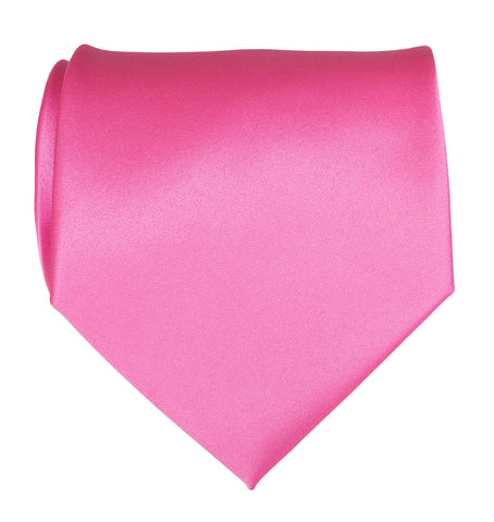 Hot Pink Necktie. Solid Color Satin Finish Tie, No Print