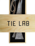 Light grey industrial felt bow tie, with wood box.