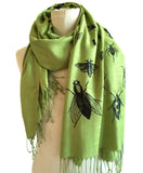 green bug print scarf