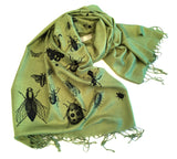 chartreuse insect print pashmina