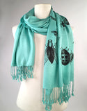 mint green insect scarf