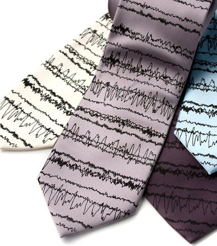 Brainwaves Necktie, EEG Print. Insomnia Tie