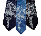 Jellyfish necktie. Navy, french blue & black ties.