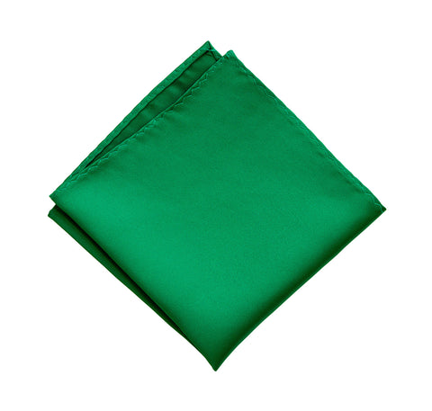 Kelly Green Pocket Square. Medium Green Solid Color Satin Finish, No Print