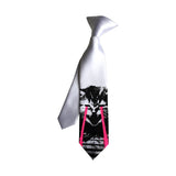 white and glow red laser cat tie, kids clip-on