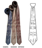 Knot tying diagram necktie. Gunmetal; mushroom; driftwood.