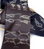 Sailing Knots charcoal grey silk necktie. "Knotical" tie.