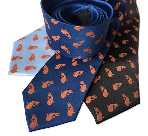 Koi Print Necktie, Tiny Koi Goldfish Print Tie