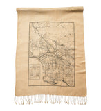 Los Angeles Map Linen-Weave Scarf. Black on Sand Pashmina, by Cyberoptix