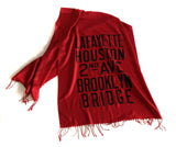 New York City Subway Pashmina Scarf, ruby red.