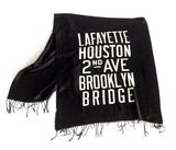 Black New York City Subway Scroll Pashmina Scarf.