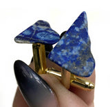 Lapis Lazuli Cufflinks, blue raw stone cuff links