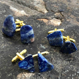 Lapis Lazuli Cufflink sets, blue raw stone cuff links